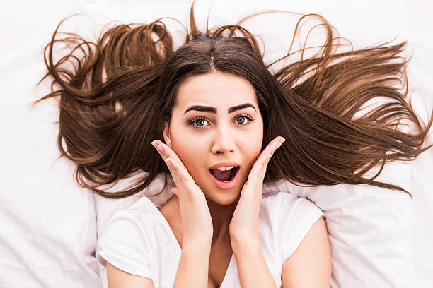istock Girl wake up sholed for surprise or something else 544583204