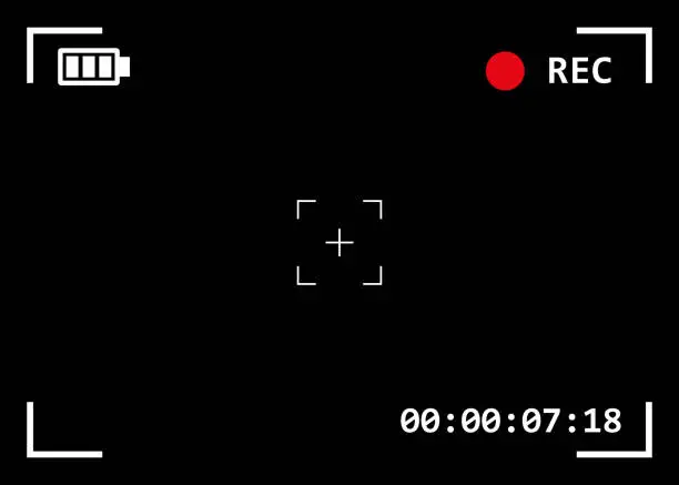 Vector illustration of Camera viewfinder with exposure and camera settings