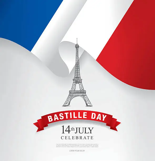 Vector illustration of France. Fourteenth of July. Happy Bastille Day.
