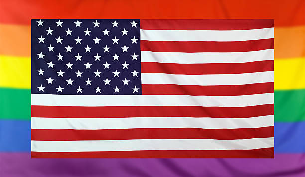 istock Flag of USA and rainbow flag 544586032