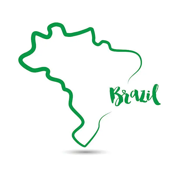 Vector illustration of Brazil country outline in green