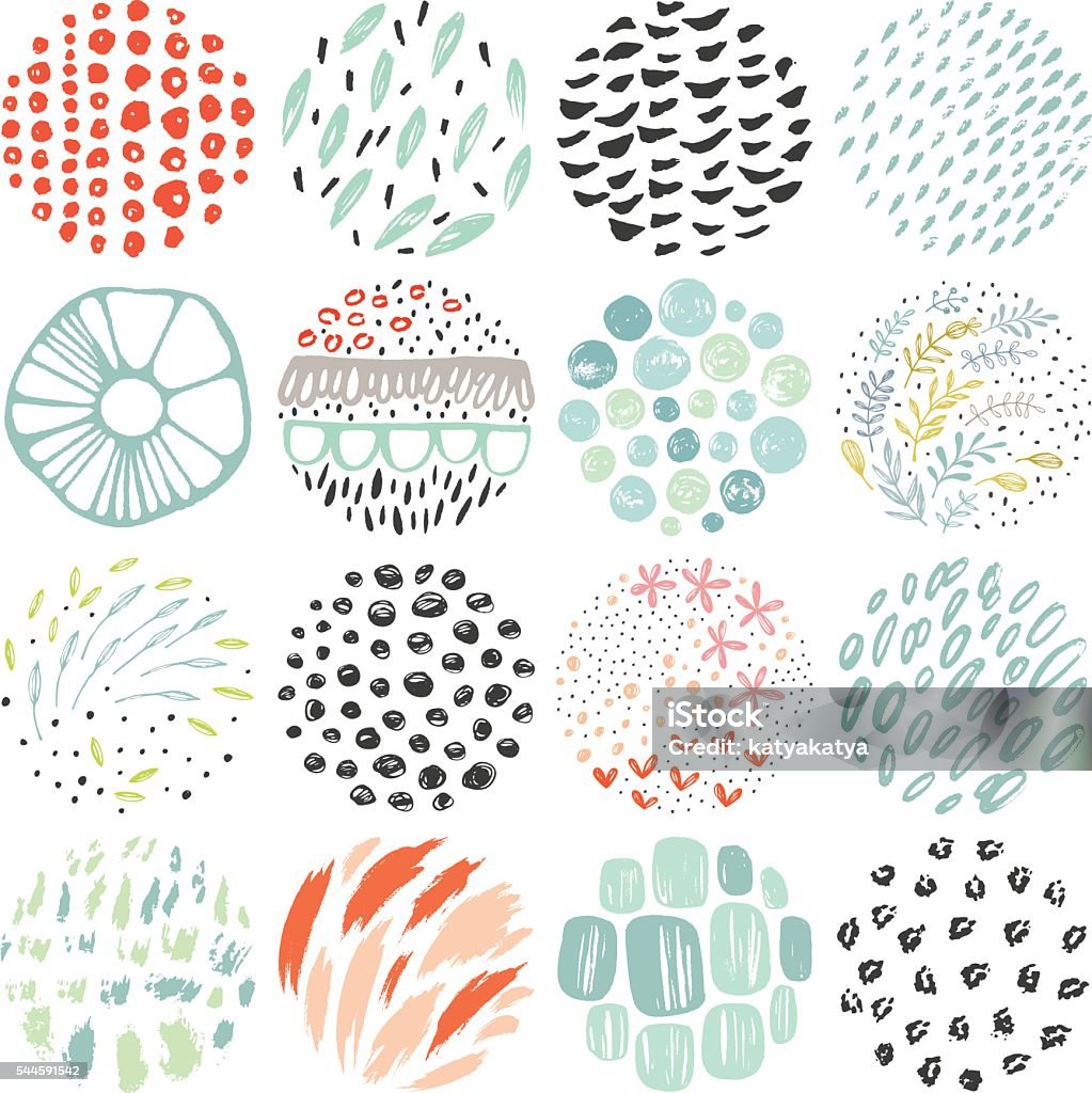 Hand Drawn Circles Hand drawn circular textures and grunge doodle elements. Good for creative and greeting cards, posters, flyers, banners and covers. Vector Flower stock vector