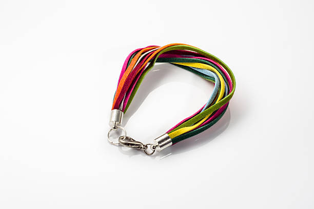 istock Bracelet with leather straps on white background. 544592476
