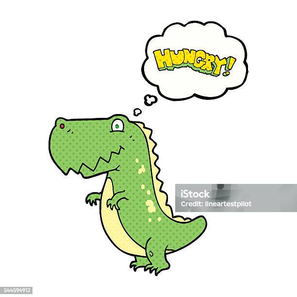 Thought Bubble Cartoon Hungry Dinosaur Stock Illustration - Download Image Now - Bizarre, Clip Art, Cultures