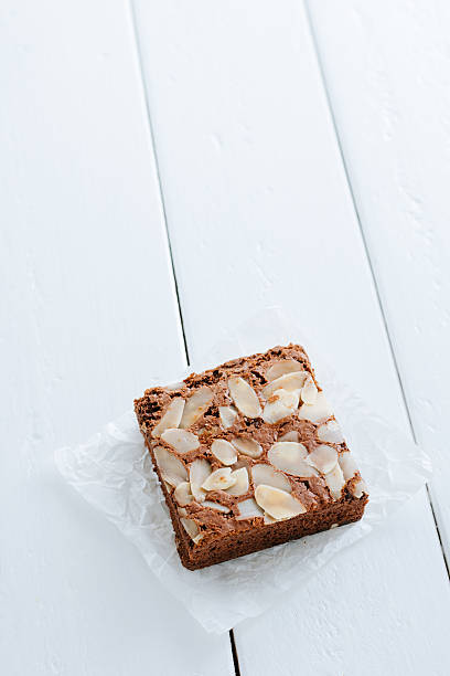 Almond brownies cake stock photo