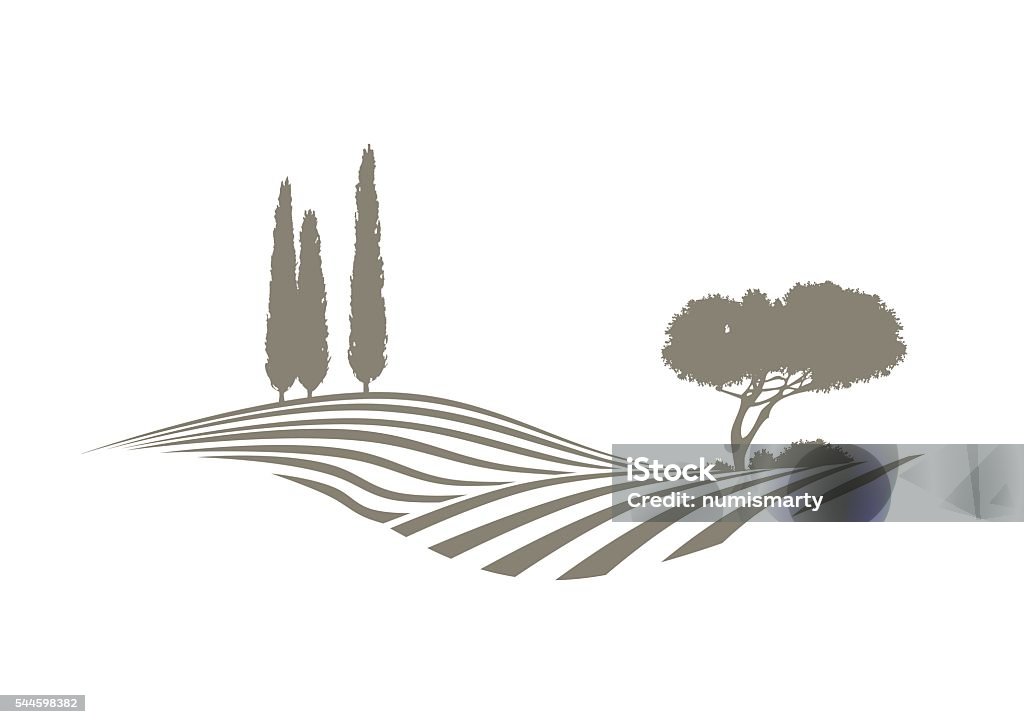 vector de paisaje Mediterráneo - arte vectorial de Colina libre de derechos