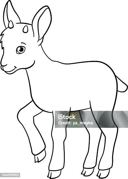 Coloring Pages Little Cute Baby Ibex Smiles Stock Illustration - Download Image Now - Coloring, Goat, Animal