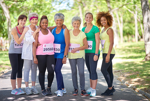 Portrait of a group of women getting ready to run a marathon