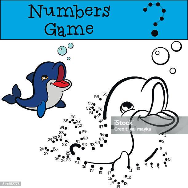 Educational Games For Kids Numbers Game Little Cute Baby Dolphin Stock Illustration - Download Image Now