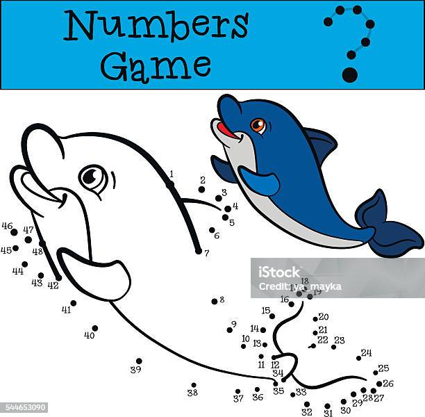 Educational Games For Kids Numbers Game Little Cute Baby Dolphin Stock Illustration - Download Image Now