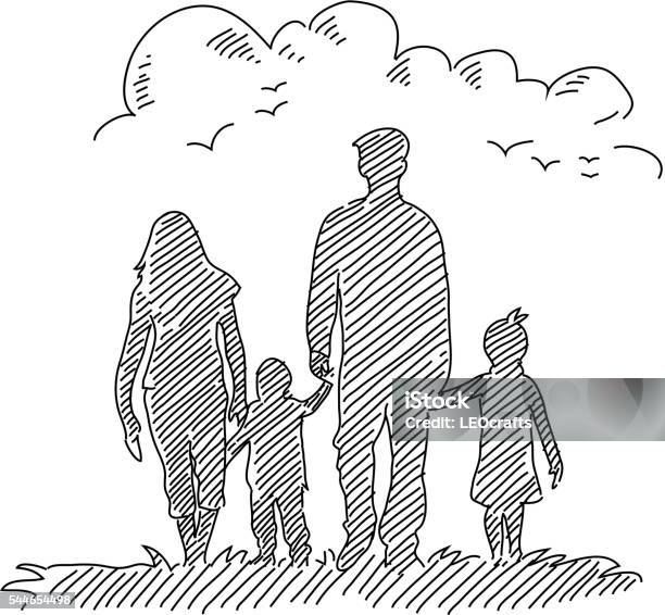Happy Family Drawing Stock Illustration - Download Image Now - Family, Illustration, Sketch