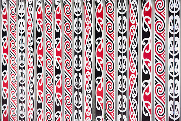 istock Symbols and Maori decorations painted on the fence 544658610