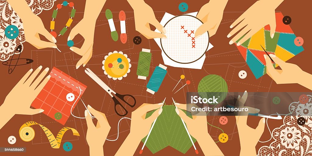 Needlework Definition Different Types Of Needlework Vector Illustration Stock Illustration ...