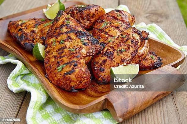 Grilled Chicken Breast With Lime Stock Photo - Download Image Now - Chicken Breast, Backgrounds, Close-up