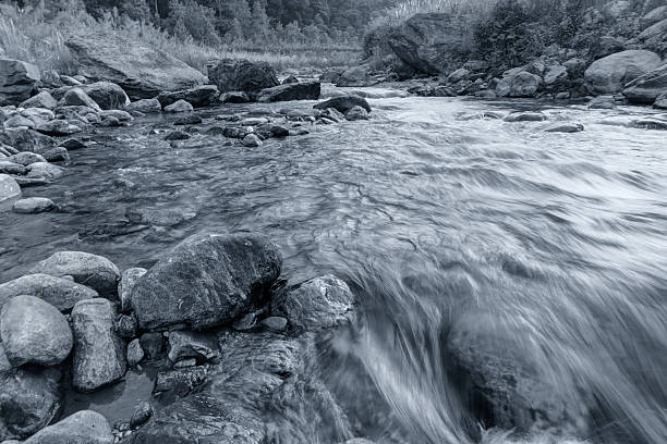 istock Reshi River water flowing on rocks at dawn, Sikkim, India 544664288