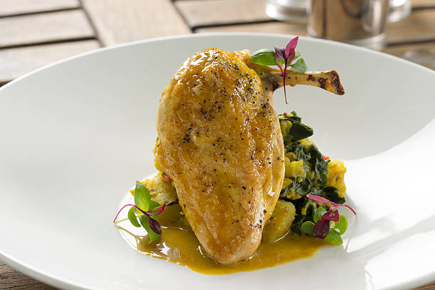istock Corn fed chicken with sag aloo & curry veloute 544665026