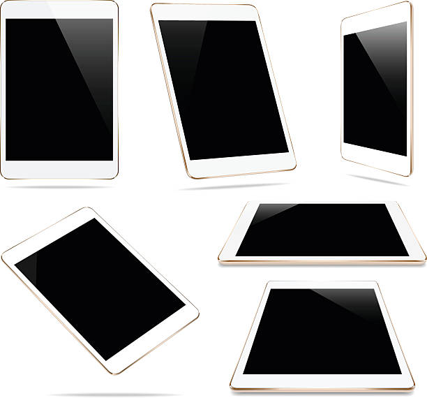 макете золото планшет, изолированный на белом векторе дизайн - ipad mini ipad white small stock illustrations