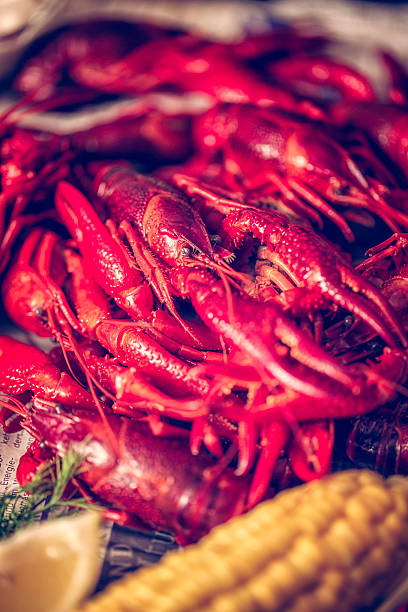 istock Delicious Boiled Red Crayfish with Sweet Corn and Potatoes 544671132