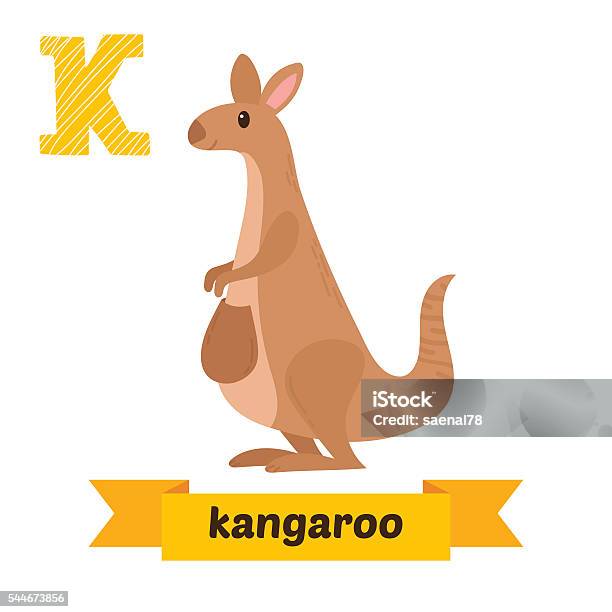 Kangaroo K Letter Cute Children Animal Alphabet In Vector Fun Stock Illustration - Download Image Now