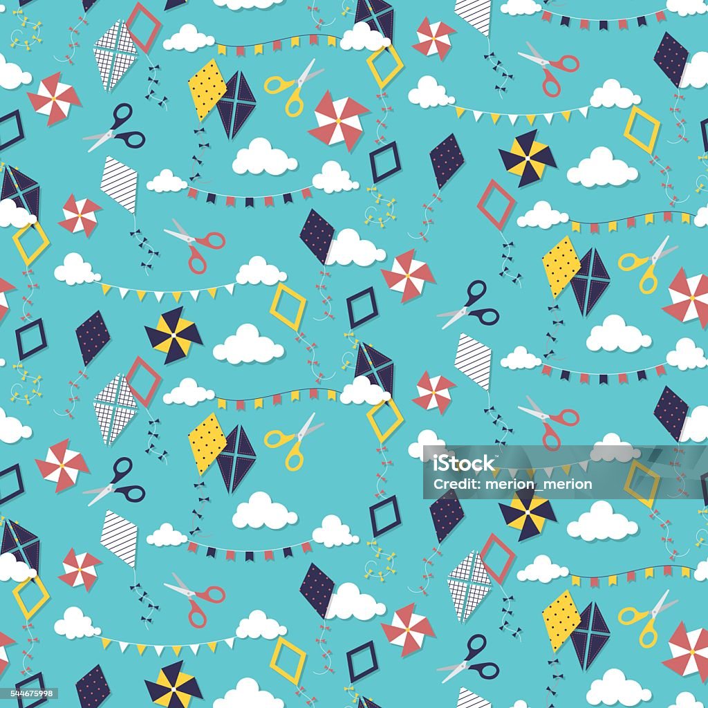 Kites Repeat Pattern Seamless Pattern With Different Kites Stock Illustration - Download ...