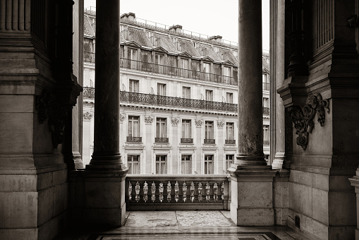 French style architecture viewed from balcony in Paris