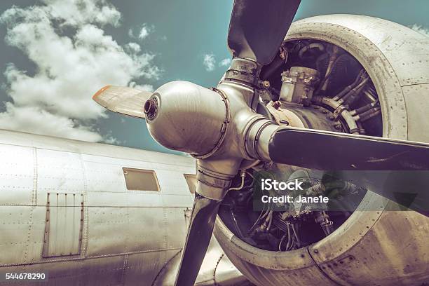 Old Aircraft Close Up Stock Photo - Download Image Now - Airplane, Old, Propeller