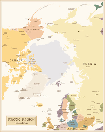Vector illustration of old Arctic Region map  