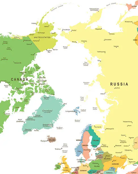 Vector illustration of Arctic Region map - illustration