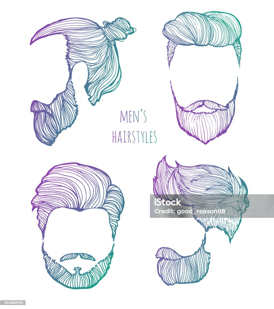 Man Hairstyle Set Of Handdrawn Sketches Stock Illustration - Download Image  Now - Adult, Adults Only, Doodle - iStock