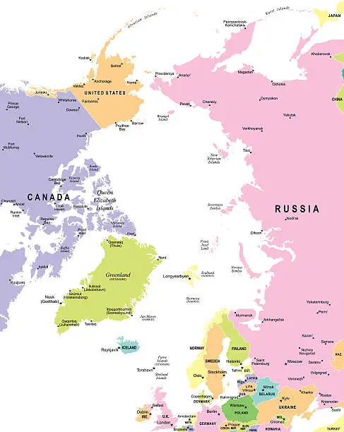 Vector illustration of Arctic Region map - illustration