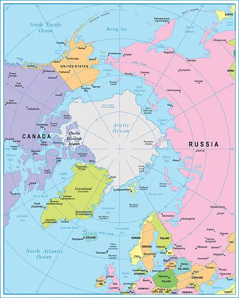 Vector illustration of Arctic Region map - illustration