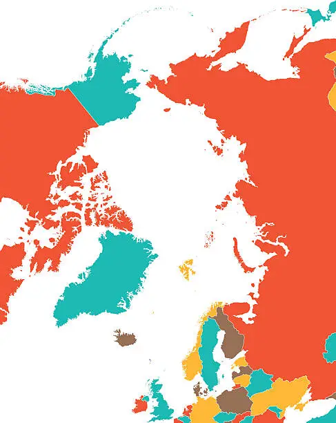 Vector illustration of Colored Arctic Region map