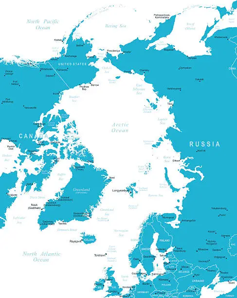 Vector illustration of Arctic Region map