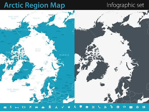 Vector illustration of Arctic Region map - Infographic Set