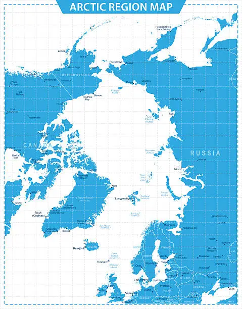 Vector illustration of Arctic Region map - Illustration