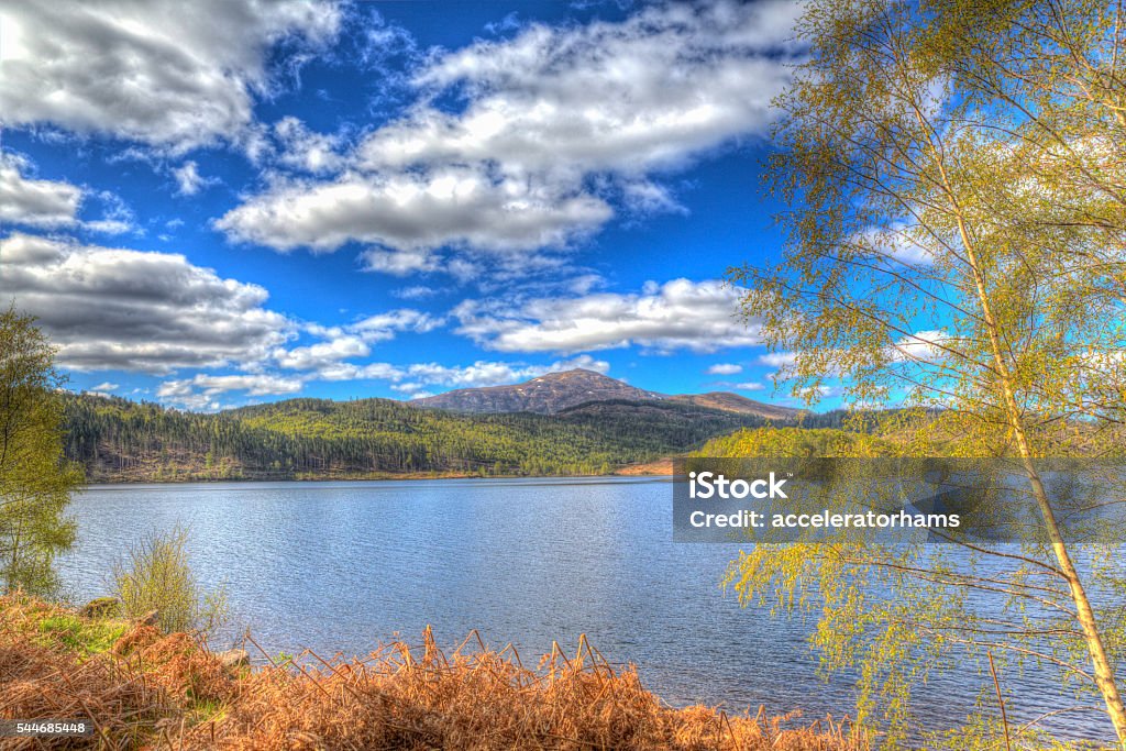 Scottish Loch Garry Scotland UK in colourful hdr Beautiful Scottish Loch Garry Scotland UK lake west of Invergarry on the A87 south of Fort Augustus and north of Fort William Creativity Stock Photo