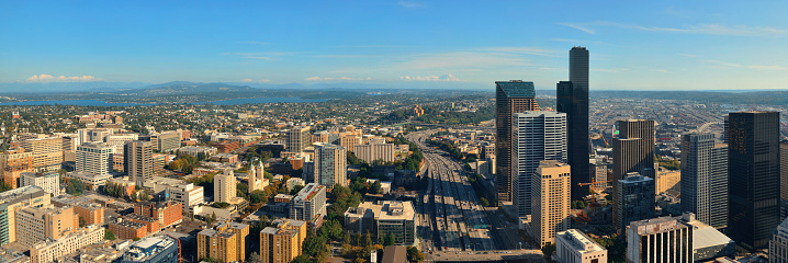 Seattle rooftop view with city urban architecture