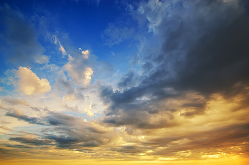 Panoramic shot of beautiful sunset