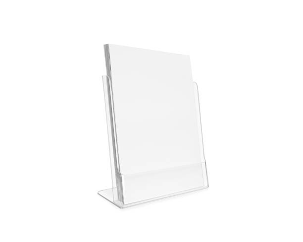 istock Blank flyer mockup glass plastic transparent holder isolated. 544716648