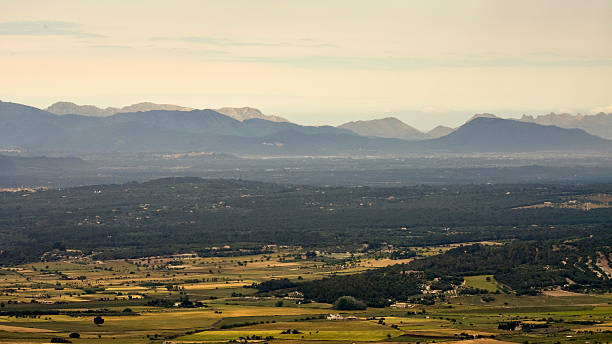 istock High angle view towards the Tramuntana mountains from Randa, Majorca. 544717910