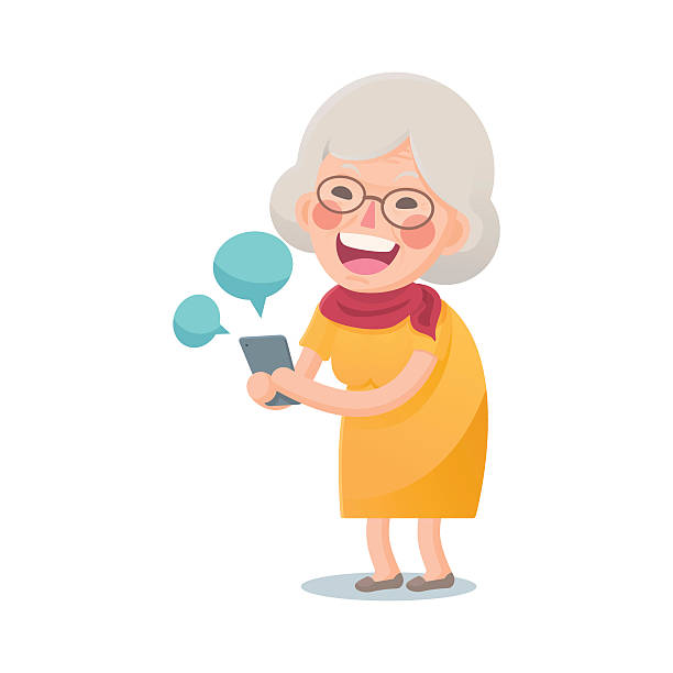 40 Grandma Texting Illustrations & Clip Art - iStock