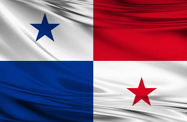 Panamanian flag Panamanian flag, three dimensional render, satin texture 3d panama flag stock pictures, royalty-free photos & images