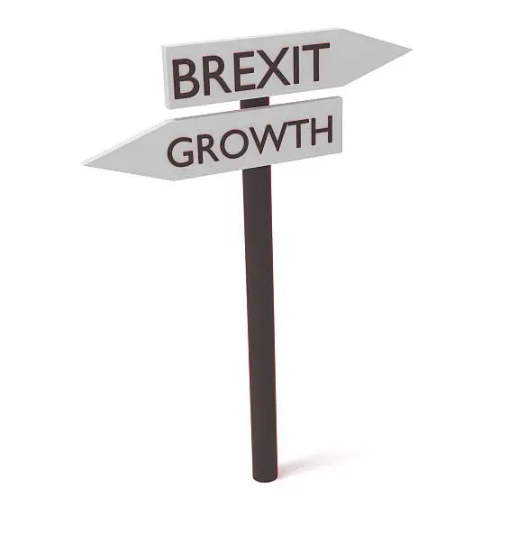 Brexit and growth: guidepost, 3d illustration