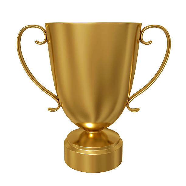 istock Gold trophy cup against a white background 544726360
