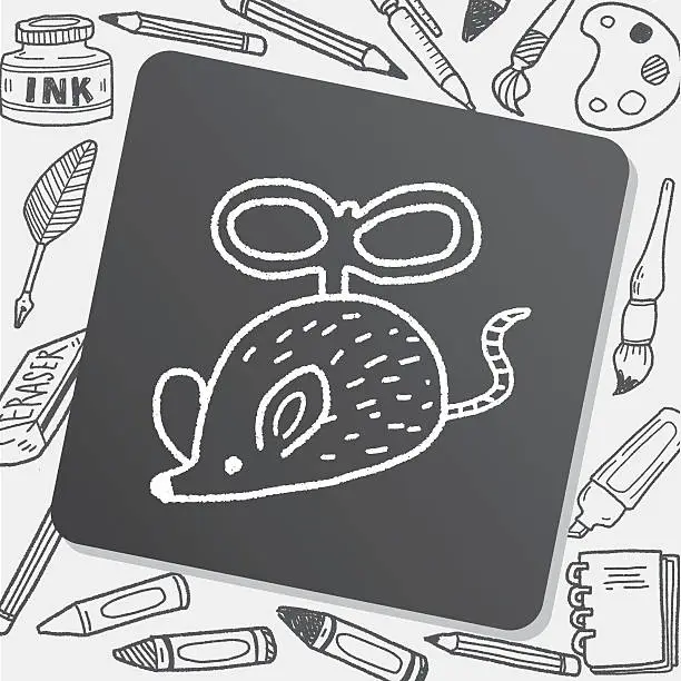 Vector illustration of doodle toy mouse