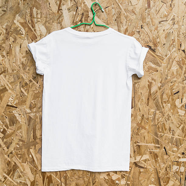 istock Blank white T-shirt on wood background 544729644