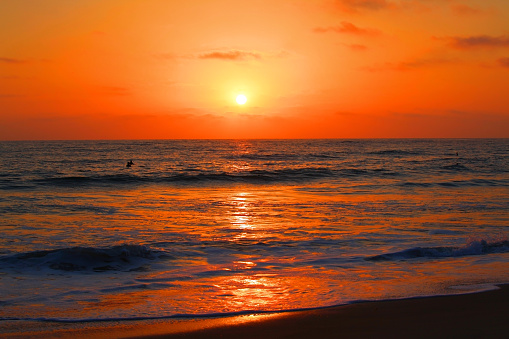 beautiful sunset on the beach Pacific Ocean.