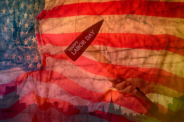 istock Hand holding hammer with usa flag background 544731492