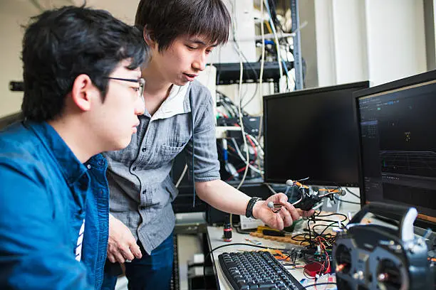 Photo of Students working on their drone design