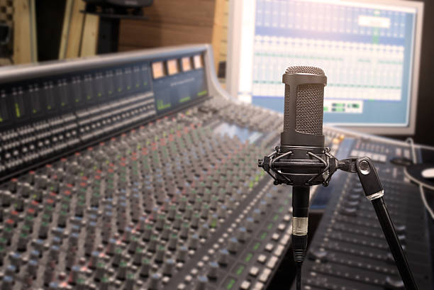 istock Music background and equipment,condenser microphone on recording 544737074